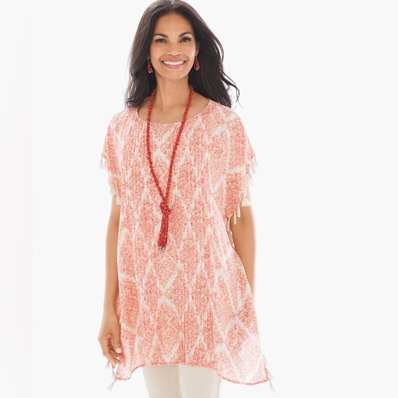 Chico’s Tassel Detail Poncho Tunic Top Size S/M - Picture 2 of 9